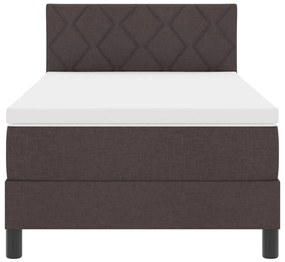 Box Spring Ágy Matraccal &amp; LED Sötétbarna 100x200 cm Szövet