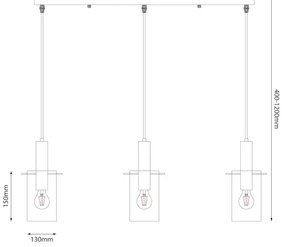 Csillár zsinóron ARCADIA 3xE27/60W/230V arany/füstös