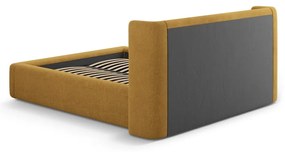 Mustársárga kárpitozott ágyneműtartós franciaágy ágyráccsal 200x200 cm Jason – Windsor &amp; Co Sofas