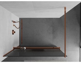 Mexen Kioto, zuhanyparaván polccal és törülközőtartóval 120 x 200 cm, 8 mm-es üveg bordás mintával, rózsa arany profil, 800-120-121-60-09