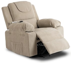 Elektromosan Vezérelhető Masszázsfunkciós Relaxfotel Bézs Színben, Felállást Segítő Funkcióval. FENIX