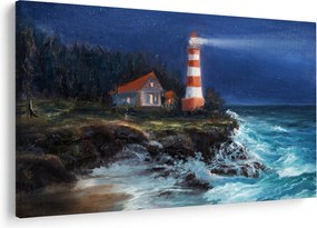 Kép - világítótorony az óceán partján, akvarell (90x60 cm)