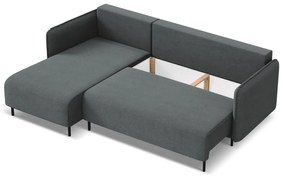Sötétszürke kinyitható-tárolóhelyes sarokkanapé (bal oldali) Luana – Makamii