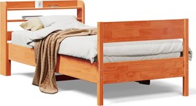 vidaXL viaszbarna tömör fenyőfa ágy matrac nélkül 75 x 190 cm