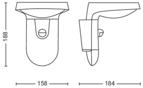 Philips TYLA LED 9W 230V kültéri fali lámpa szenzorral, 2700K, IP44