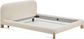 Bézs kárpitozott franciaágy ágyrács nélkül 160x200 cm Odina – Kave Home