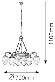 Rabalux 8636 - Csillár láncon ANNABELLA 6xE14/40W+2xE27/60W