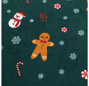 SNOWMAN AND GINGERBREAD 200x200 cm zöld mikroplüss lepedő