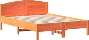 vidaXL viaszbarna tömör fenyőfa ágy matrac nélkül 140 x 190 cm