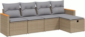 vidaXL 5 részes vegyes bézs polyrattan kerti ülőgarnitúra párnákkal