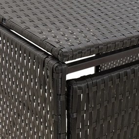 fekete polyrattan dupla kerekeskuka tárolófészer 140x80x117 cm