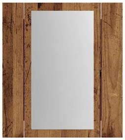 antik fa színű szerelt fa tükrös szekrény LED-del 40x12x45 cm