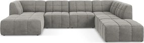 Szürke bársony sarokkanapé (U alakú) Aloha – Makamii