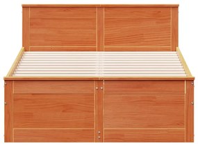 barna tömör fenyőfa fejtámlás ágykeret matrac nélkül 120x200 cm