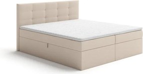 Kárpitozott ágy matracokkal és topperrel, tárolóval EMBER 160x200 cm bézs