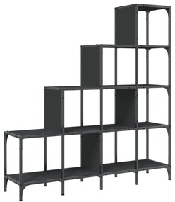 fekete szerelt fa és fém könyvszekrény 122 x 30 x 132 cm