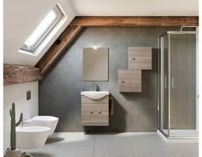 Zaffiro 55cm-es két ajtós fürdőszobaszekrény füstölt tölgy + mosdó