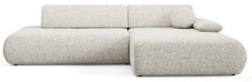 PRATO jobb oldali, L-alakú, kihúzható sarokkanapé tárolóval, bézs