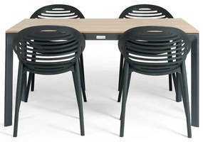 Joanna fekete 4 személyes kerti étkezőszett székekkel és Thor asztallal, 147 x 90 cm - Bonami Selection