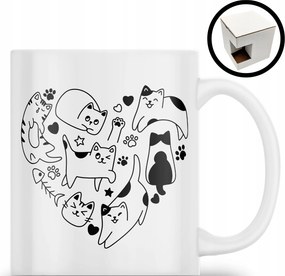 Bögre Aranyos Cica Macska Szív Vicces Születésnapi Ajándék 330ML Csomagolás