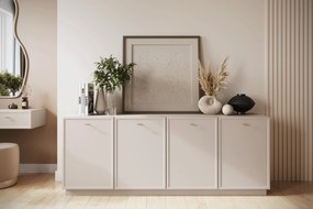 Lorini négyajtós komód 200 cm - kasmír / arany T-bar fogantyúk