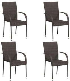 vidaXL 4 db barna rakásolható polyrattan kültéri szék