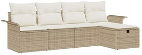 vidaXL Kerti Kanapé Szett párnával tárolóval 5 pcs Bézs Poli rattan