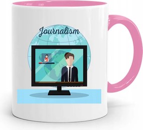 Rózsaszín Bögre Ajándék Riporter Újságírónak, fényképes nyomtatással