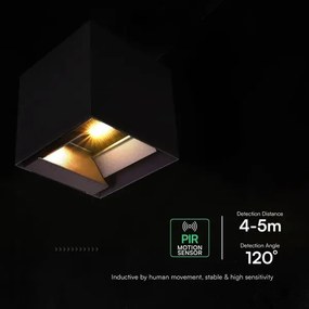 LED napelemes fali lámpa szenzorral LED/9W/3,7V 3000/4000/5000K IP65 2600mAh fekete