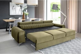 Khaki bársony kinyitható kanapé 261 cm Laurence – ELTAP