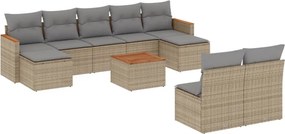 vidaXL 10 részes vegyes bézs polyrattan kerti ülőgarnitúra párnákkal