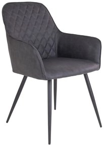 Harbo design szék, sötétszürke PU, acél láb