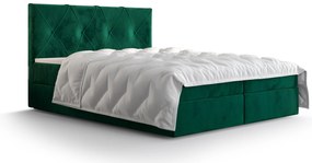 Franciaágy Boxspring 140 cm Athena (oliva) (matraccal és tárolóhellyel). 1046359