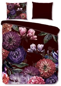 Gerbera organikus pamut egyszemélyes borvörös ágyneműhuzat, 140 x 220 cm - Descanso