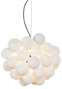 Art Deco függőlámpa fekete opál üveggel 8-lámpás kerek - Uvas