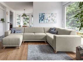 Bézs kinyitható-tárolóhelyes sarokkanapé (jobb oldali-U alakú) Classy Sophie – Miuform