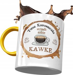 Sárga Bögre A Vezetőnek Lőttek Egy Kávét Nyomtatott Fotóval