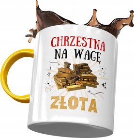 Sárga Bögre Keresztelőre Születésnapra Ajándék Nyomtatott Fotóval