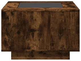 füstös tölgy szerelt fa dohányzóasztal LED-del 60 x 60 x 40 cm