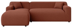 Téglavörös kordbársony sarokkanapé (bal oldali-heverő résszel) Martin – Ropez