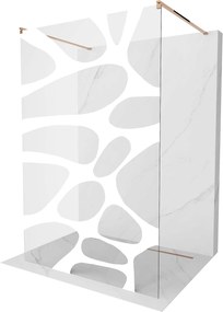 Mexen Kioto, átmenő zuhany paraván 120 x 200 cm, 8mm átlátszó / fehér üvegminta, 2x rose gold stabilizáló távtartó, 800-120-002-60-97