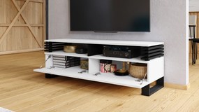 Mazzoni GOKEE RTV-145 Fehér Matt/Fekete Matt - MODERN LAMELLÁS TV ASZTAL