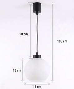 BRILAGI - LED függeszték kábelen RETRO GLASS 1xE27/60W/230V átm. 15 cm fekete/fehér