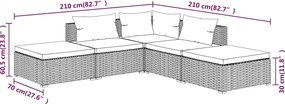 5 részes barna polyrattan kerti ülőgarnitúra párnákkal