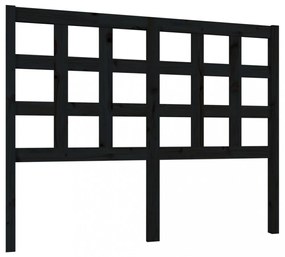 fekete tömör fenyőfa ágyfejtámla 125,5 x 4 x 100 cm