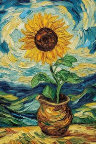 Vászonkép Canvas Dekoráció Virág Napraforgó Van Gogh Stílus 80x120