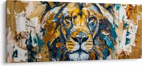 Kép - Absztrakt olajfestmény oroszlánnal (120x50 cm)