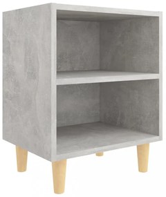 betonszürke éjjeliszekrény tömör fa lábakkal 40 x 30 x 50 cm