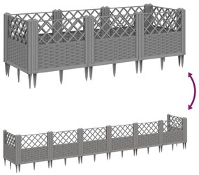 világosszürke PP kerti virágláda cövekekkel 123,5x43,5x43,5 cm