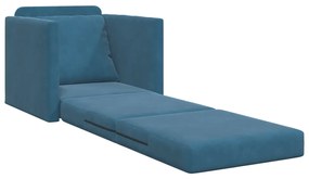 2 az 1-ben Floor Sofa Bed Kék 74x77x81 cm Bársonyos
